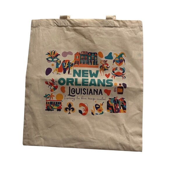 New Orleans Louisiana Canvas Tote Bag Mardi Gras NOLA Travel Souvenir Reusable - Picture 3 of 12